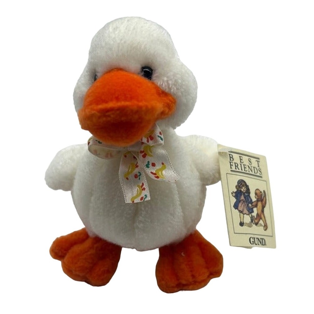 Gund Best Friends White Duck Plush Stuffed Animal Bird Ribbon 61158 NWT Toy